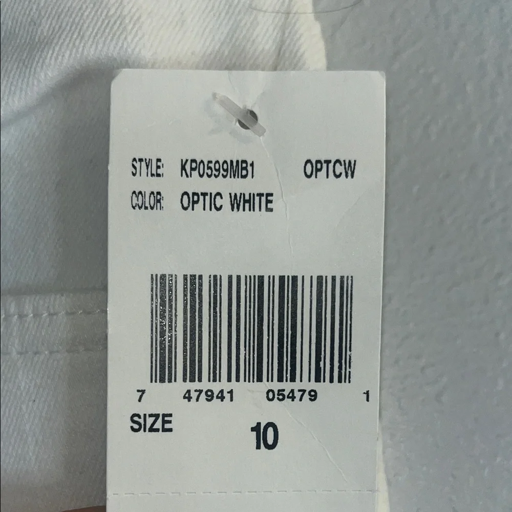 KUT From the Kloth Crop Jeans Distressed Button Fly‎ White Denim Size 10 NWT - Picture 3 of 9